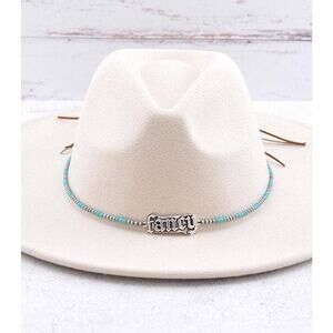 Scripted Silver Fancy Navajo Beaded Hat Band